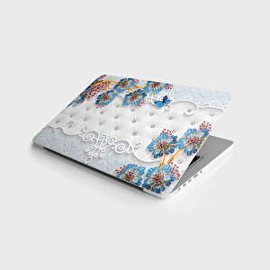 Laptop Sticker Bilgisayar Notebook Pc Kaplama Etiketi Döşeme Mavi Çiçek