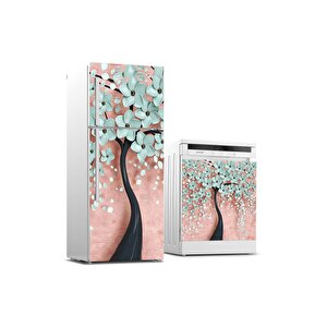 Buzdolabı Ve Bulaşık Makinası Beyaz Eşya Sticker Kaplama Dökülen Çiçekler