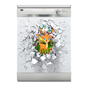 Bulaşık Makinesi Sticker Kaplama Beyaz Eşya Kaplama Şirin Geyik