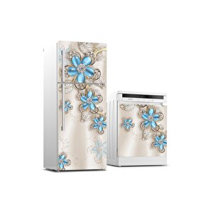 Buzdolabı Ve Bulaşık Makinası Beyaz Eşya Sticker Kaplama 3d Çiçek