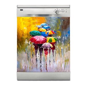 Bulaşık Makinesi Sticker Kaplama Beyaz Eşya Kaplama Yağmurlu Gün
