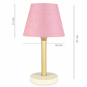 Bronz Gövdeli Abajur Pembe Dokuma