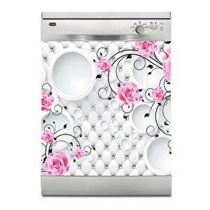 Bulaşık Makinesi Sticker Kaplama Beyaz Eşya Kaplama 3d Pembe Gül
