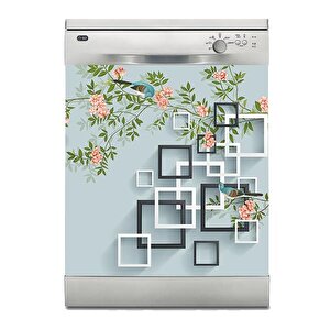 Bulaşık Makinesi Sticker Kaplama Beyaz Eşya Kaplama Kare Kuş