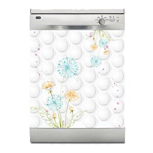 Bulaşık Makinesi Sticker Kaplama Beyaz Eşya Kaplama Beyaz Çiçekler