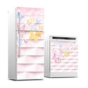 Buzdolabı Ve Bulaşık Makinası Beyaz Eşya Sticker Kaplama Renkli Kelebek
