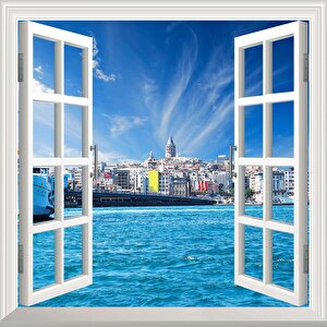 Pencere Poster Duvar Kağıdı İstanbul Galata Yapışkanlı Sticker