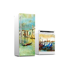 Buzdolabı Ve Bulaşık Makinası Beyaz Eşya Sticker Kaplama Venedik Vintage