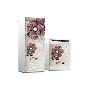 Buzdolabı Ve Bulaşık Makinası Beyaz Eşya Sticker Kaplama Elmas Çiçek