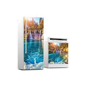 Buzdolabı Ve Bulaşık Makinası Beyaz Eşya Sticker Kaplama 3d Şelale