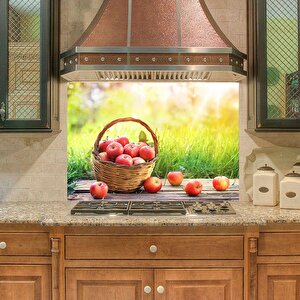 Mutfak Duvar Tezgah Arası Ocak Arkası Sticker Kaplama Kırmızı Elma Sepet