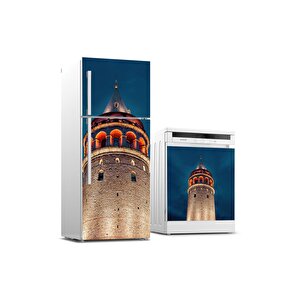 Buzdolabı Ve Bulaşık Makinası Beyaz Eşya Sticker Kaplama Galata Kulesi
