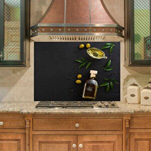 Mutfak Duvar Tezgah Arası Ocak Arkası Sticker Kaplama Zeytinyağı Siyah