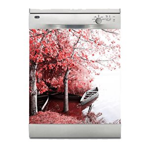 Bulaşık Makinesi Sticker Kaplama Beyaz Eşya Kaplama Çiçekler Tekne
