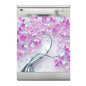 Bulaşık Makinesi Sticker Kaplama Beyaz Eşya Kaplama 3d Mor Ağaç