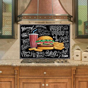 Mutfak Duvar Tezgah Arası Ocak Arkası Sticker Kaplama Burger