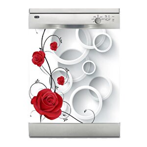 Bulaşık Makinesi Sticker Kaplama Beyaz Eşya Kaplama Kırmızı Güller