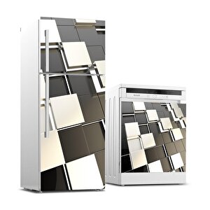Buzdolabı Ve Bulaşık Makinası Beyaz Eşya Sticker Kaplama 3d Kareler