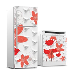 Buzdolabı Ve Bulaşık Makinası Beyaz Eşya Sticker Kaplama 3d Dekor Çiçek