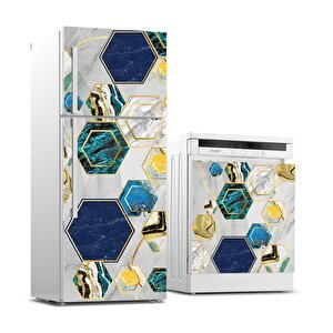 Buzdolabı Ve Bulaşık Makinası Beyaz Eşya Sticker Kaplama 3d Mermer Altıgen