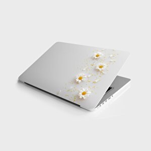 Laptop Sticker Bilgisayar Notebook Pc Kaplama Etiketi Beyaz Papatya