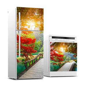 Buzdolabı Ve Bulaşık Makinası Beyaz Eşya Sticker Kaplama Köprü Ağaç