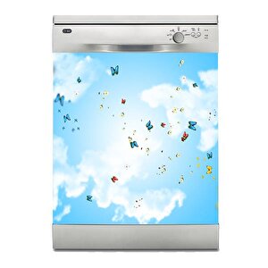 Bulaşık Makinesi Sticker Kaplama Beyaz Eşya Kaplama Kelebek Papatya