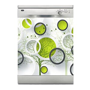 Bulaşık Makinesi Sticker Kaplama Beyaz Eşya Kaplama Yeşil Yuvarlak Design