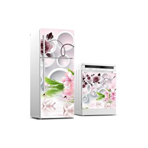 Buzdolabı Ve Bulaşık Makinası Beyaz Eşya Sticker Kaplama Kuğular