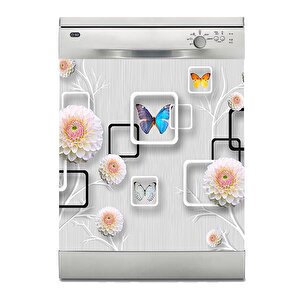 Bulaşık Makinesi Sticker Kaplama Beyaz Eşya Kaplama Kare Kelebek Çiçek