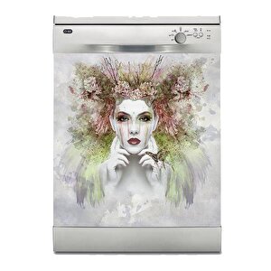 Bulaşık Makinesi Sticker Kaplama Beyaz Eşya Kaplama Fantastik Yüz Kadın