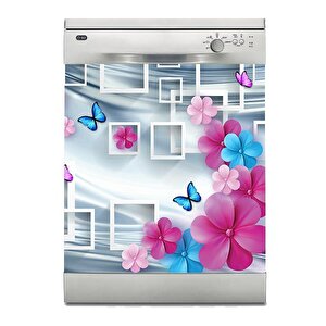 Bulaşık Makinesi Sticker Kaplama Beyaz Eşya Kaplama 3d Çiçek Çizim
