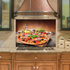 Mutfak Duvar Tezgah Arası Ocak Arkası Sticker Kaplama Pizza