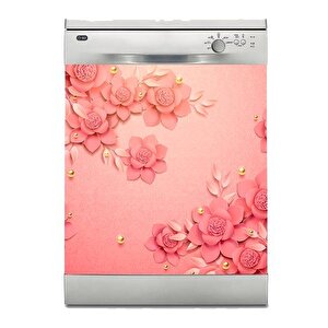Bulaşık Makinesi Sticker Kaplama Beyaz Eşya Kaplama 3d Pembe Gül