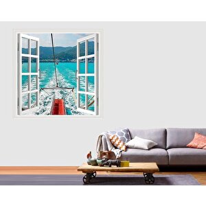 Pencere Poster Duvar Kağıdı Deniz Dağ Yapışkanlı Sticker