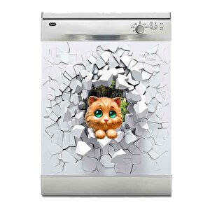 Bulaşık Makinesi Sticker Kaplama Beyaz Eşya Kaplama Şirin Kedi