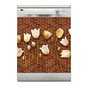 Bulaşık Makinesi Sticker Kaplama Beyaz Eşya Kaplama Duvar Altın Çiçekler