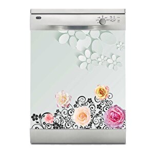 Bulaşık Makinesi Sticker Kaplama Beyaz Eşya Kaplama 3d Flowers