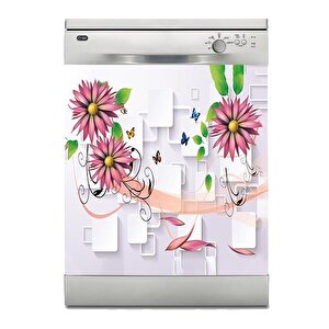 Bulaşık Makinesi Sticker Kaplama Beyaz Eşya Kaplama Kelebek Çiçek