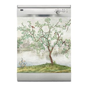 Bulaşık Makinesi Sticker Kaplama Beyaz Eşya Kaplama Ağaç-kuşlar