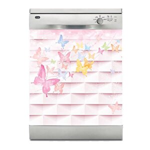 Bulaşık Makinesi Sticker Kaplama Beyaz Eşya Kaplama Renkli Kelebek