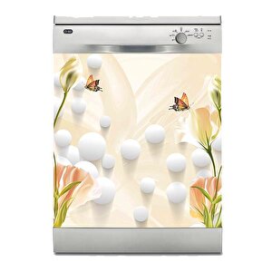 Bulaşık Makinesi Sticker Kaplama Beyaz Eşya Kaplama Kelebek Çiçek