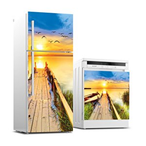 Buzdolabı Ve Bulaşık Makinası Beyaz Eşya Sticker Kaplama Gün Batımı