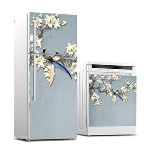 Buzdolabı Ve Bulaşık Makinası Beyaz Eşya Sticker Kaplama Ağaç Kuşlar