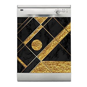 Bulaşık Makinesi Sticker Kaplama Beyaz Eşya Kaplama 3d Koyu Mermer Altın