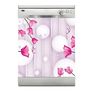 Bulaşık Makinesi Sticker Kaplama Beyaz Eşya Kaplama 3d Çiçek Kelebek
