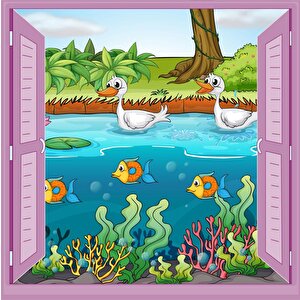 Çocuk Odası Bebek Odası Pencere Poster Duvar Kağıdı Ördek Balık