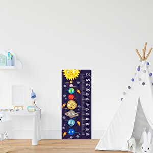 Çocuk Odası Bebek Odası Boy Ölçer Boy Cetveli Sticker Gezegenler