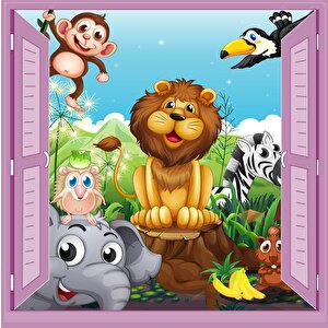 Çocuk Odası Bebek Odası Pencere Poster Duvar Kağıdı Hayvanlar Alemi