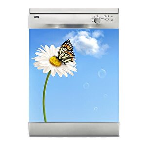 Bulaşık Makinesi Sticker Kaplama Beyaz Eşya Kaplama Papatya Kelebek